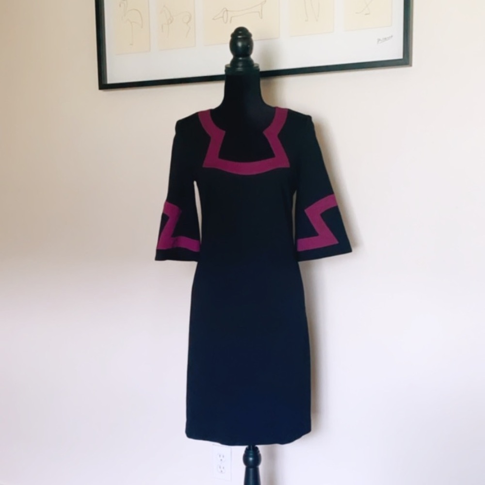Trina Turk Black Dress with Purple Detail